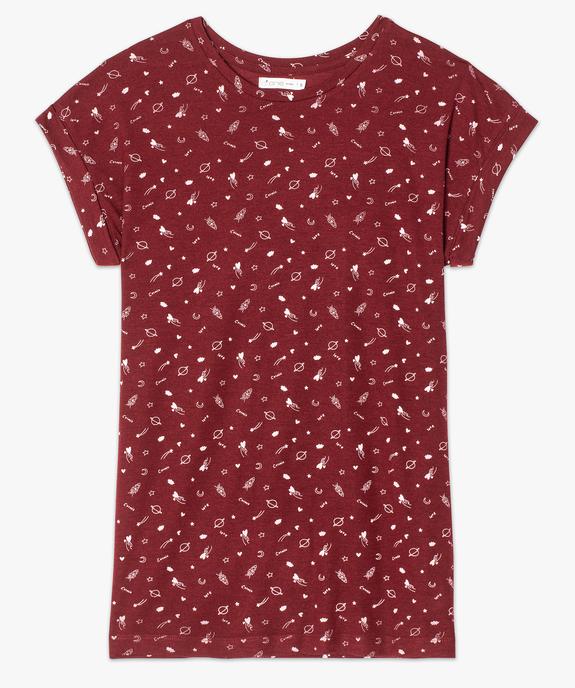 Tee-shirt femme imprimé avec manches courtes à revers vue4 - FOLLOW ME - GEMO