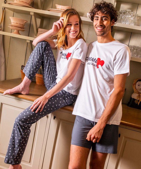 Pyjashort homme mix&match imprimé cœur vue1 - GEMO(HOMWR HOM) - GEMO