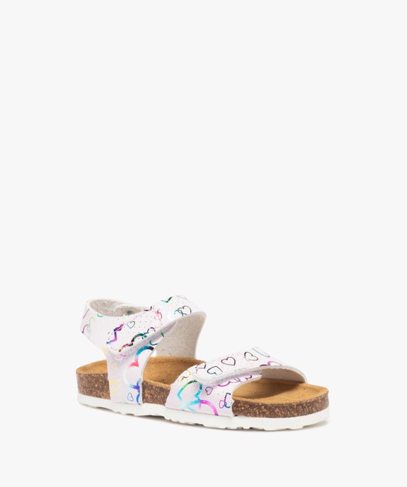 Sandales bébé fille à semelle liège et brides scratch imprimées vue2 - GEMO(BEBE DEBT) - GEMO