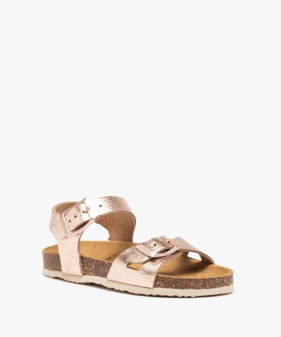 Sandales fille à brides à boucle unies et semelle liège vue2 - GEMO (ENFANT) - GEMO