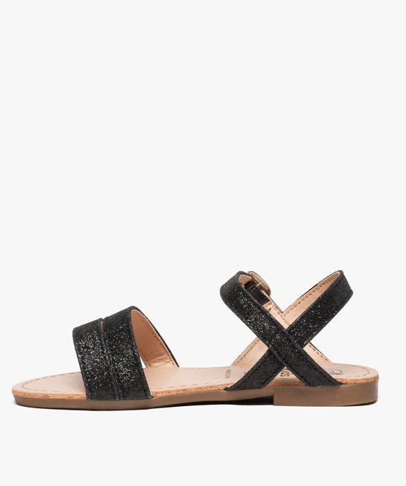 Sandales filles unies à brides fermeture boucle Dessus noir pailleté vue3 - GEMO (ENFANT) - GEMO