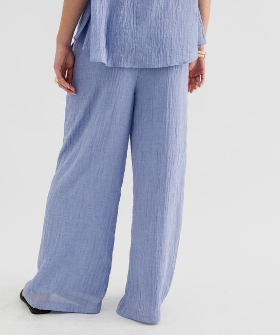 Pantalon large et fluide en fin tissu froissé femme vue3 - GEMO(FEMME PAP) - GEMO