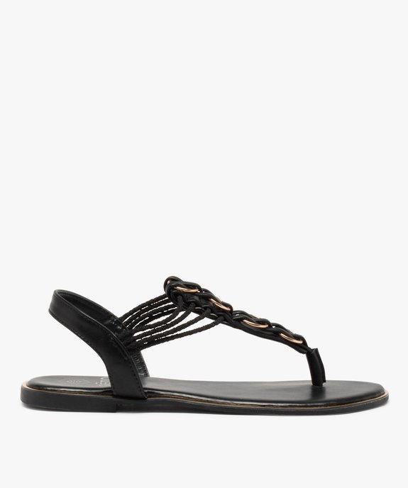 Sandales femme à talon plat et entre-doigts détails métal vue1 - GEMO (CASUAL) - GEMO
