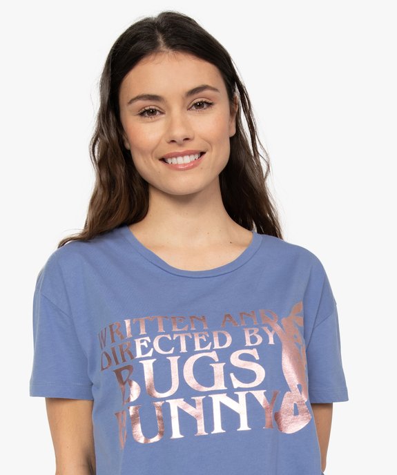 Tee-shirt femme avec large motif Bugs Bunny – Looney Tunes vue2 - DIVERS LICENCE - GEMO