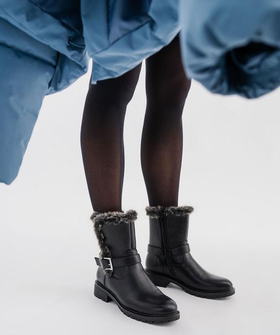 Boots motardes à ourlet fourrure imitation femme - VALENTINA BALDA Boots motardes à ourlet fourrure imitation femme vue1 - VALENTINA BALDA - GEMO