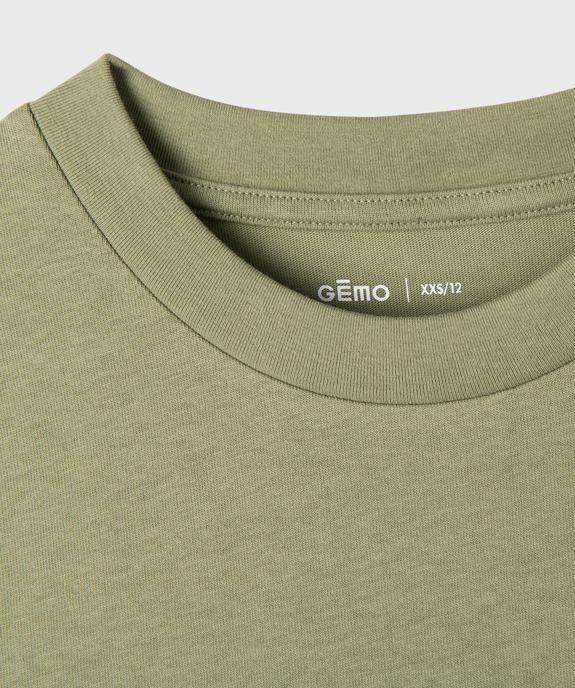 Tee-shirt manches courtes en jersey de coton garçon vue3 - GEMO (JUNIOR) - GEMO