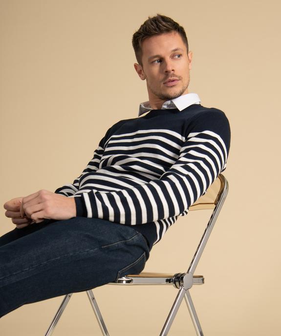 Pull homme marinière à maille fine vue1 - GEMO (HOMME) - GEMO