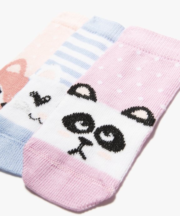 Chaussettes bébé fille fantaisie motif animaux (lot de 3) vue2 - GEMO 4G BEBE - GEMO
