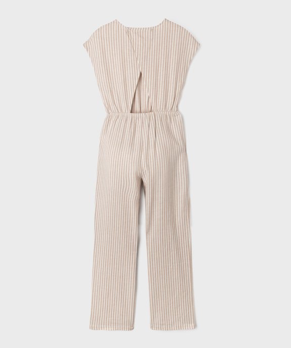 Combinaison pantalon ample et fluide en lin rayé fille vue3 - GEMO 4G FILLE - GEMO