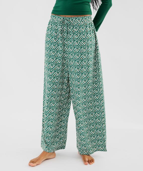 Bas de pyjama large imprimé en viscose femme vue1 - GEMO 4G FEMME - GEMO