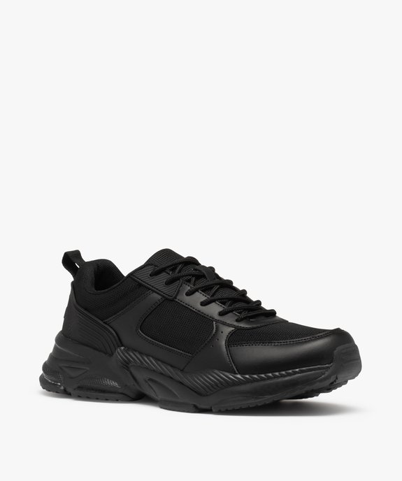 Baskets homme style running unies multi-matières vue2 - GEMO (SPORTSWR) - GEMO