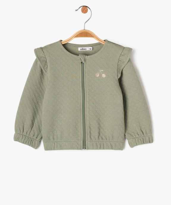 Sweat zippé avec volants sur les épaules bébé fille vue1 - GEMO(BEBE DEBT) - GEMO