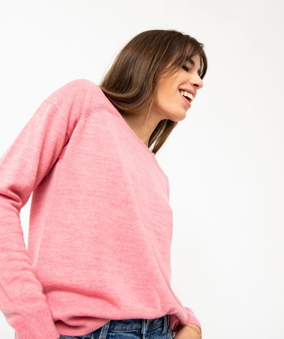 Pull à col rond finitions roulottées femme vue1 - GEMO(FEMME PAP) - GEMO