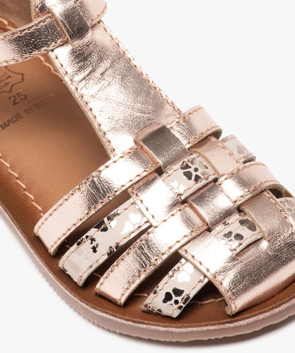 Sandales fille à brides multiples en cuir et bout fermé vue6 - GEMO (ENFANT) - GEMO