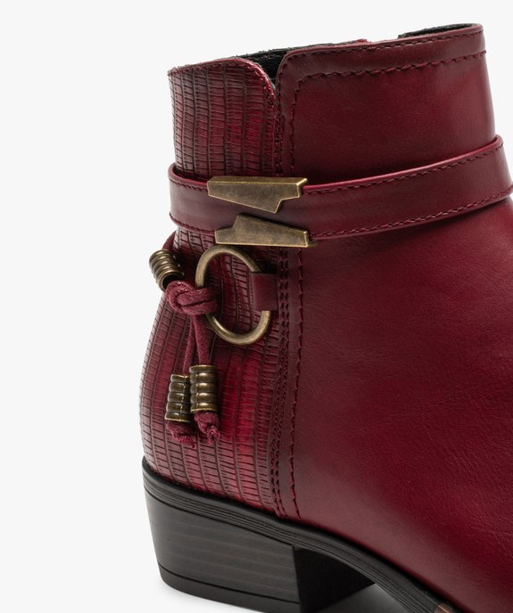 Boots femme à talon plat unies à bride décorative vue6 - GEMO (CASUAL) - GEMO