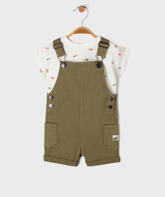 Ensemble 2 pièces bébé garçon tee-shirt et salopette vue1 - GEMO(BEBE DEBT) - GEMO
