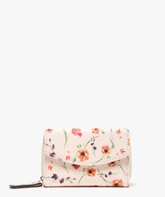 Porte-monnaie femme compact multirangement à motif fleuri vue1 - GEMO (ACCESS) - GEMO