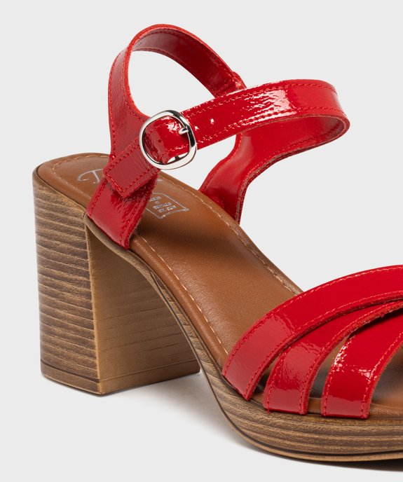 Sandales à talon haut en cuir verni avec brides croisées femme - Tanéo vue6 - TANEO - GEMO