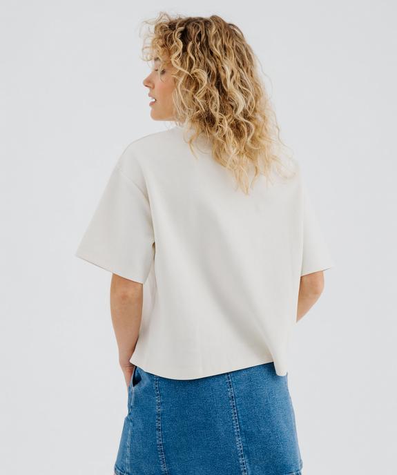 Tee-shirt manches courtes et col rond coupe oversize femme vue3 - GEMO 4G FEMME - GEMO