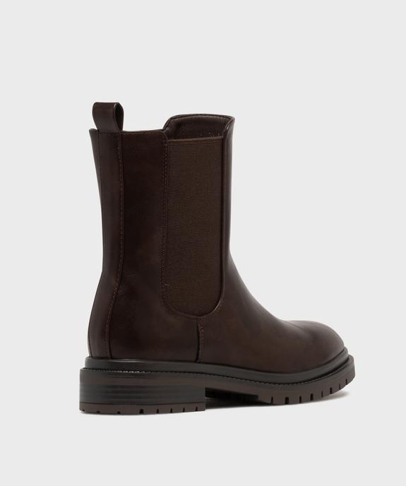 Boots Chelsea fourrées à tige haute et semelle crantée femme vue4 - SANS MARQUE - GEMO