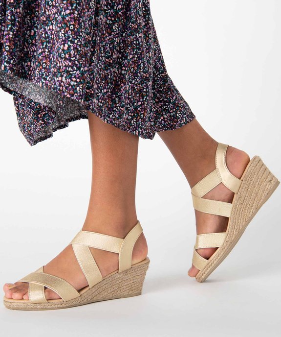 Sandales femme unies à talon compensé et brides élastiques vue1 - VALENTINA BALDA - GEMO