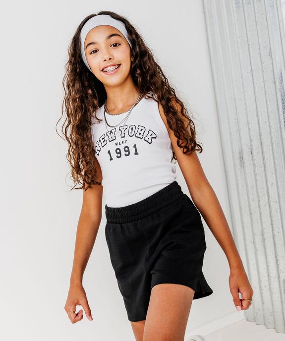 Débardeur en maille côtelée coupe courte avec inscription fille vue5 - GEMO 4G FILLE - GEMO