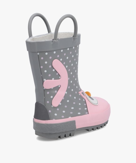 Bottes de pluie bébé fille à anses motif chouette en relief  vue4 - GEMO(BEBE DEBT) - GEMO