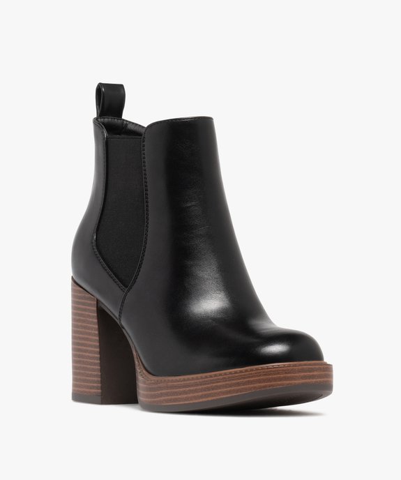 Boots femme à talon flare et semelle plateforme avec bout carré vue3 - FOLLOW ME - GEMO