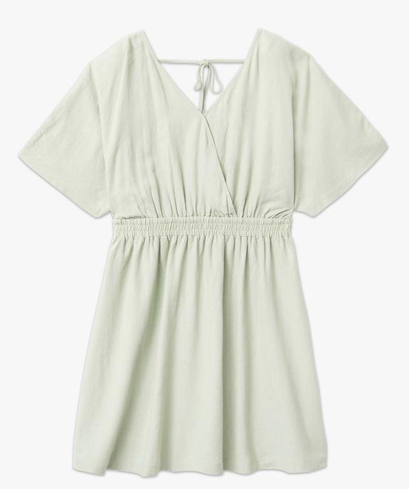 Robe femme grande taille en lin mélangé à col cache-cœur vue4 - GEMO 4G GT - GEMO