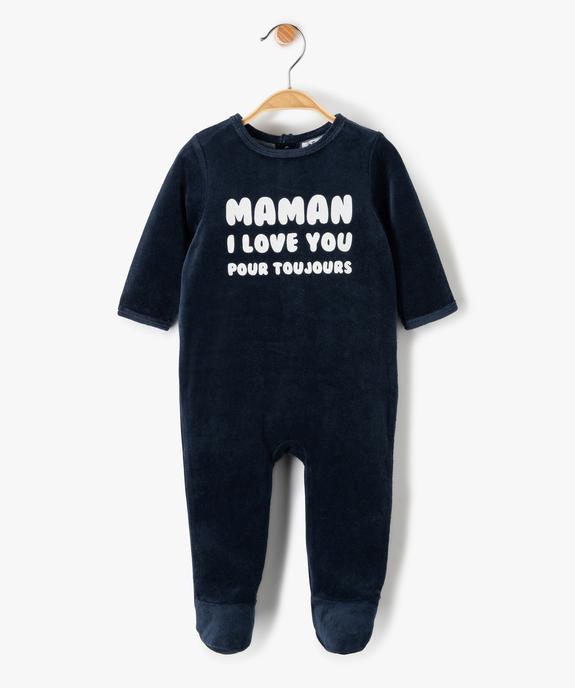 Pyjama bébé en velours avec message sur le buste vue1 - PREMIER PRIX BY GEMO - GEMO