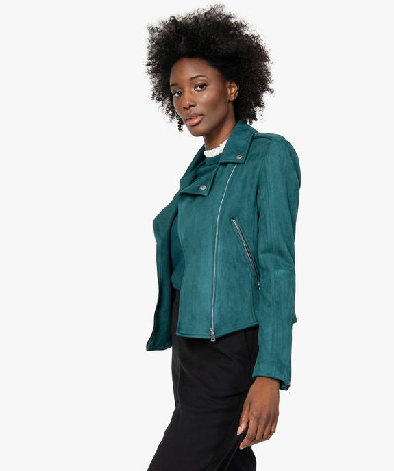 Veste femme en suédine avec fermetures zippées vue1 - GEMO(FEMME PAP) - GEMO
