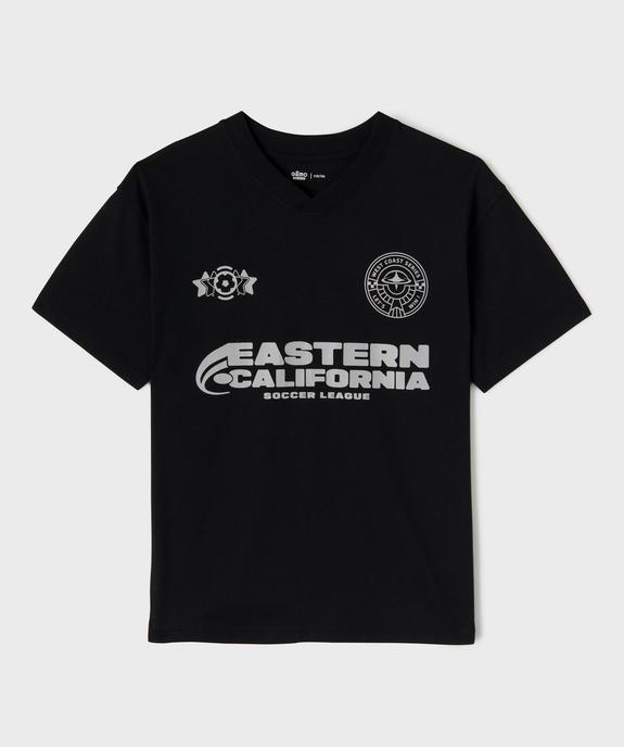 Tee-shirt manches courtes en jersey de coton imprimé à col V garçon vue1 - GEMO 4G GARCON - GEMO