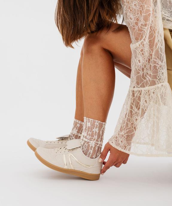 Baskets basses surpiquées à languette rabattue femme vue7 - SANS MARQUE - GEMO