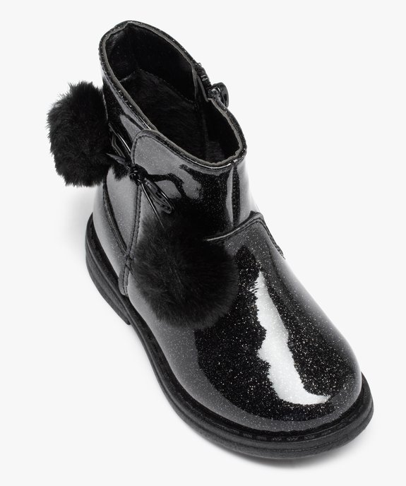 Boots fourrées fille dessus pailleté avec pompons vue5 - GEMO (ENFANT) - GEMO