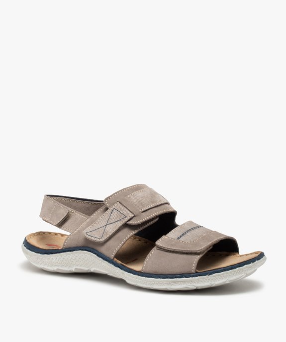 Sandales homme confort à brides scratch en cuir vue2 - ZEN AIR - GEMO