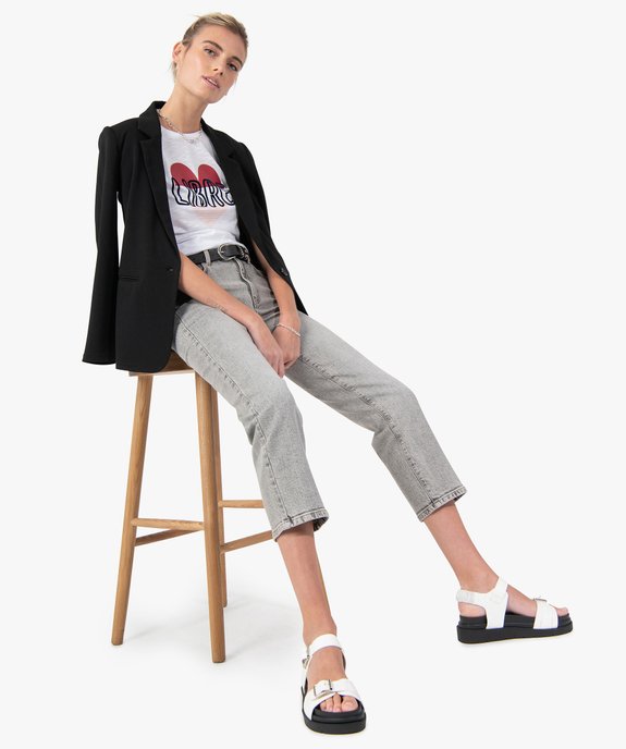 Tee-shirt femme à manches courtes avec motif cœur  vue5 - GEMO(FEMME PAP) - GEMO