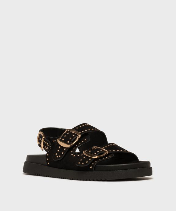 Mules à épaisse semelle en suédine à clous dorés femme vue2 - 5 MILES - GEMO