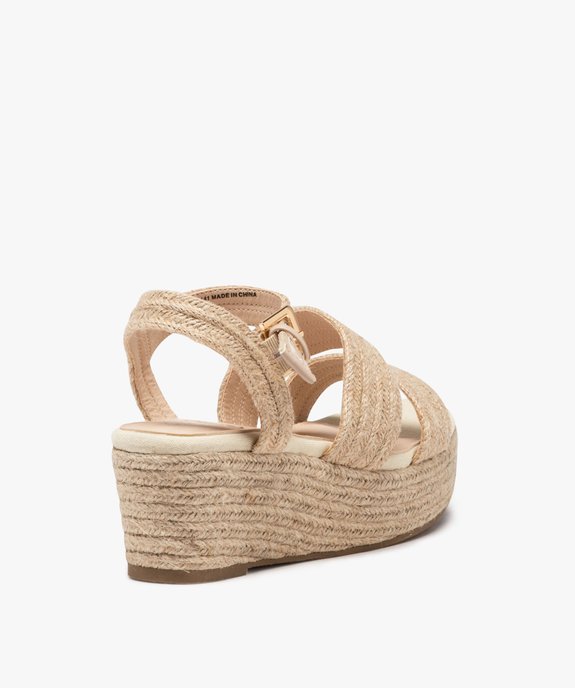Sandales femme à talon compensé et brides unies en jute vue4 - GEMO(URBAIN) - GEMO