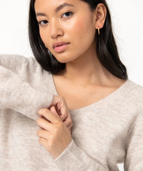 Pull femme à grand col V fantaisie vue2 - GEMO(FEMME PAP) - GEMO