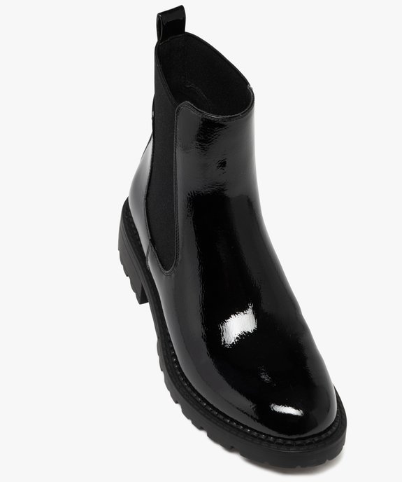 Boots femme vernies style Chelsea à semelle crantée vue6 - 5 MILES - GEMO