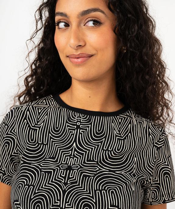 Tee-shirt manches courtes en coton imprimé femme vue5 - GEMO(FEMME PAP) - GEMO