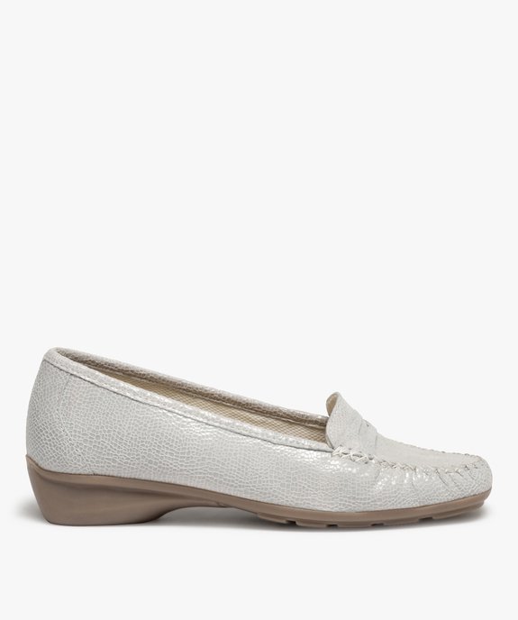 Mocassins femme confort dessus cuir imitation serpent  vue1 - GEMO (CONFORT) - GEMO