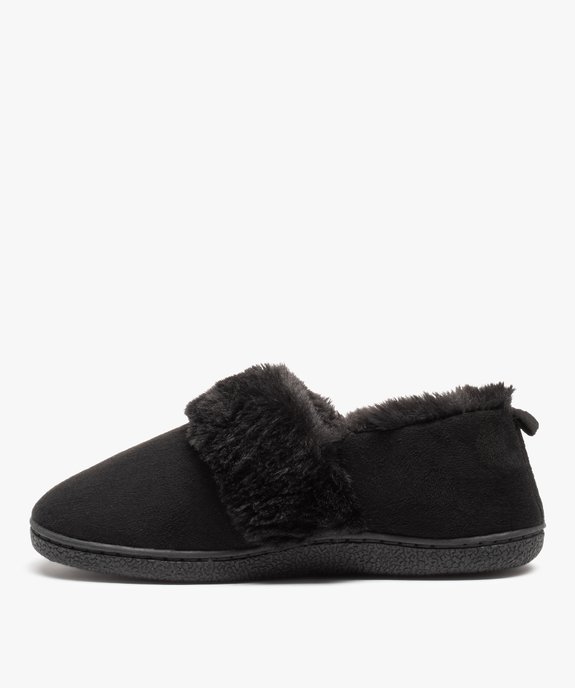 Chaussons femme fourrés dessus en suédine unie vue3 - GEMO(HOMWR FEM) - GEMO