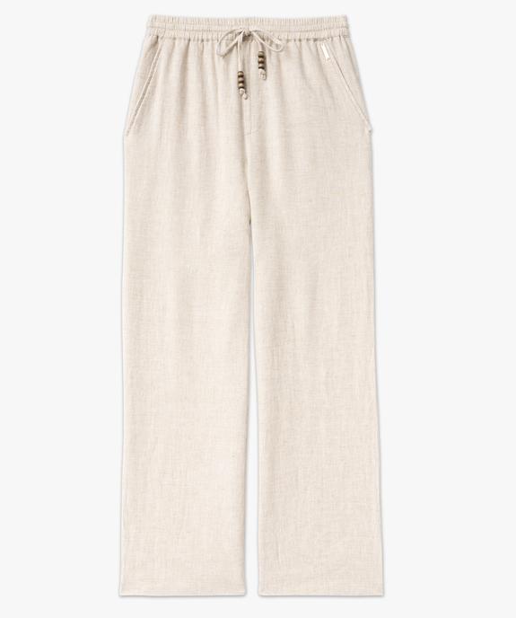 Pantalon ample en lin à taille élastiquée femme - LuluCastagnette vue4 - LULUCASTAGNETTE - GEMO