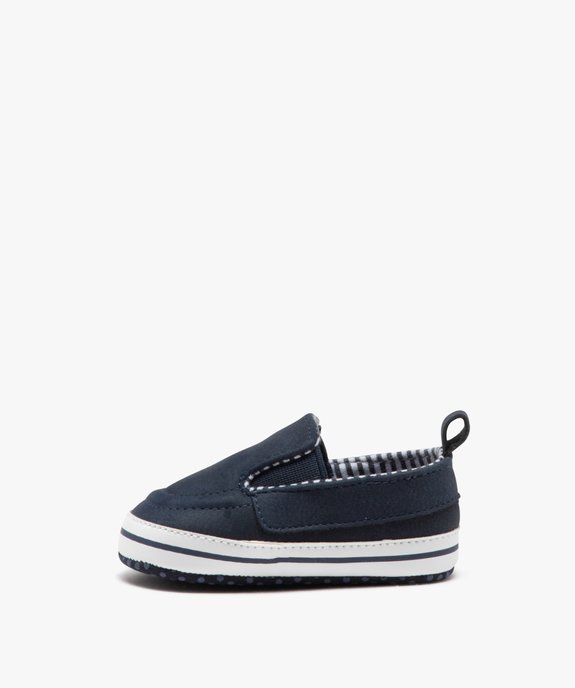 Chaussures premiers pas bébé garçon unies style slippers vue3 - GEMO 4G BEBE - GEMO