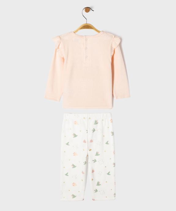 Pyjama 2 pièces en velours motifs oiseaux bébé fille vue4 - GEMO 4G BEBE - GEMO