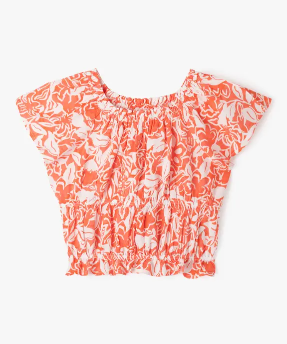Blouse imprimée à manches courtes finitions froncées fille vue1 - GEMO 4G FILLE - GEMO