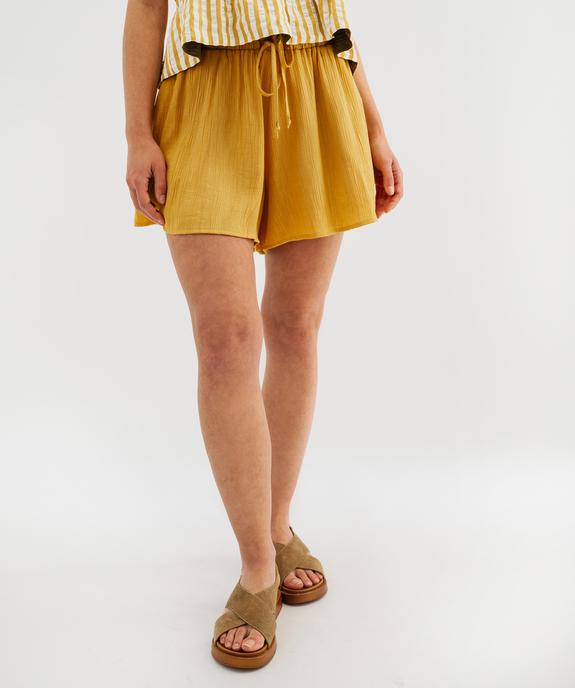 Short ample et fluide en viscose plissée femme vue1 - GEMO 4G FEMME - GEMO