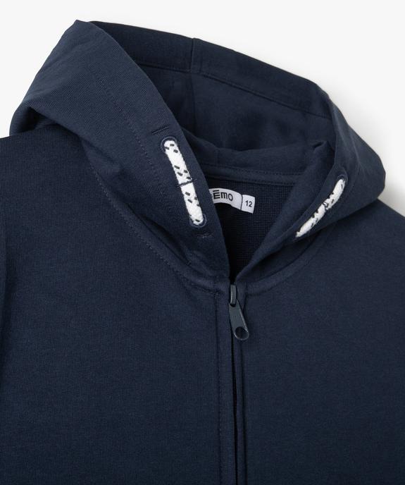 Sweat garçon uni à capuche avec fermeture zippée vue2 - GEMO (JUNIOR) - GEMO