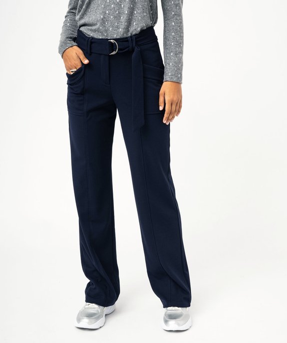 Pantalon droit en maille fluide à ceinture femme vue1 - GEMO(FEMME PAP) - GEMO